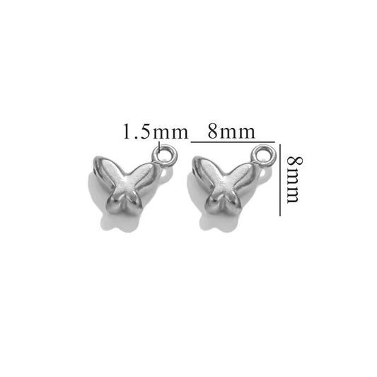 SC15I Tiny Butterfly Bubble charm Silver PVD plated 316 stainless steel ( 1 pc ) Anti tarnish