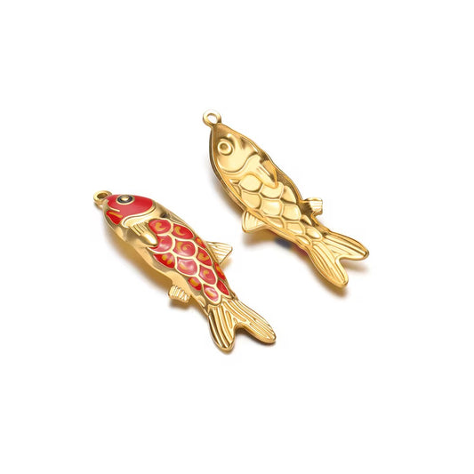 SS 1149 Sea Fish Oil Dripping Charm 18K Gold PVD plated stainless steel ( 1 piece ) Anti tarnish ( 11:57 mm )