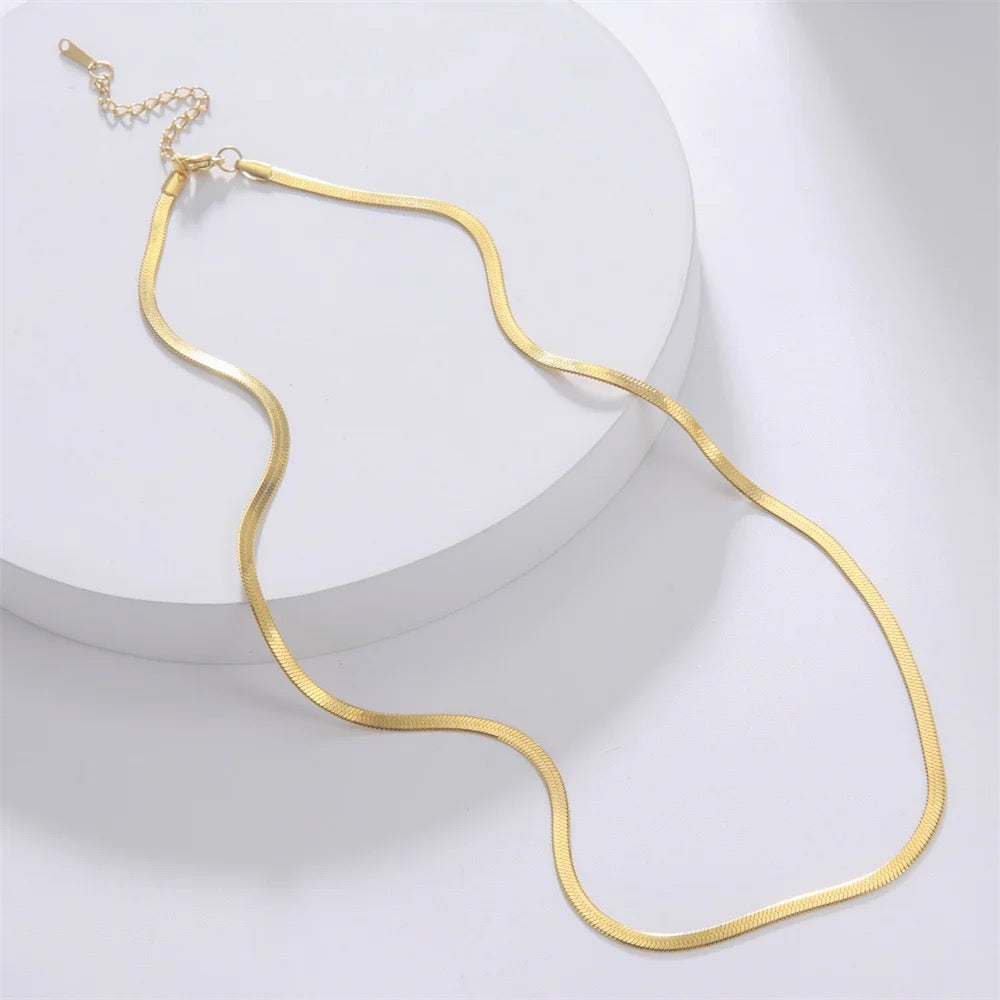 RC 33 Flat snake chain gold stainless steel ready chain ( 1 pc ) - anti tarnish