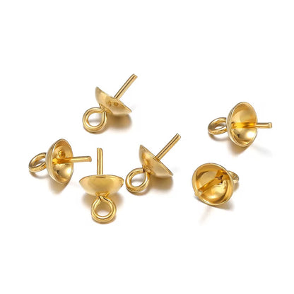 SS 1166 Bead Cap Peg Bail 18k gold PVD plated Stainless steel ( 1 pc ) Anti tarnish ( 4 mm )