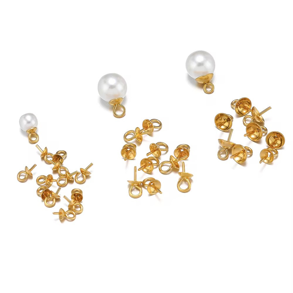 SS 1166 Bead Cap Peg Bail 18k gold PVD plated Stainless steel ( 1 pc ) Anti tarnish ( 4 mm )