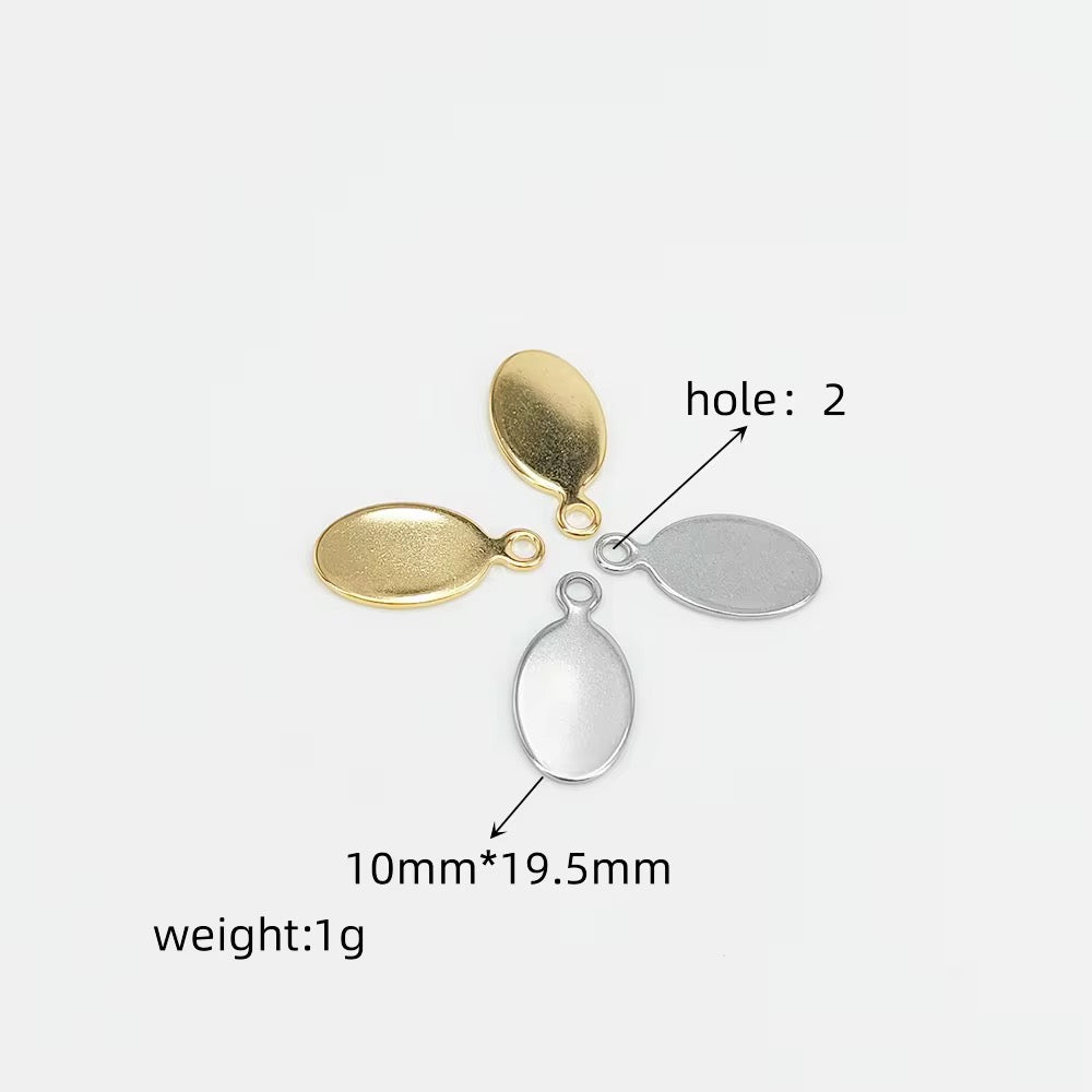 SS 2467 - Oval shaped Steel plated Stainless steel stamping blank ( 1 pc ) Anti tarnish