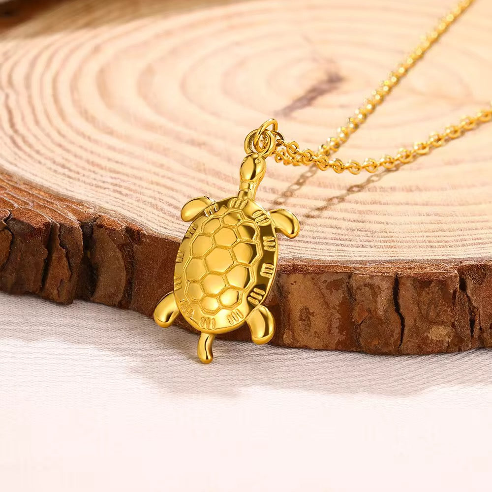 SJ 388 Cute Turtle Pendant Necklace - 18k gold PVD plated stainless steel - Anti tarnish - Wholesale