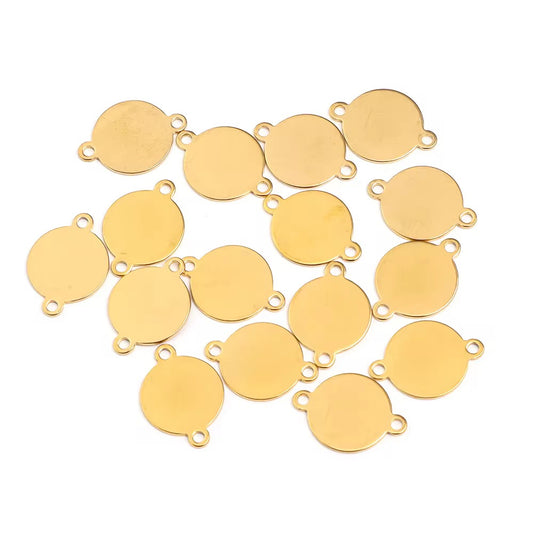 SS 2470 - Round 18k gold plated Stainless steel stamping blank ( 1 pc ) Anti tarnish