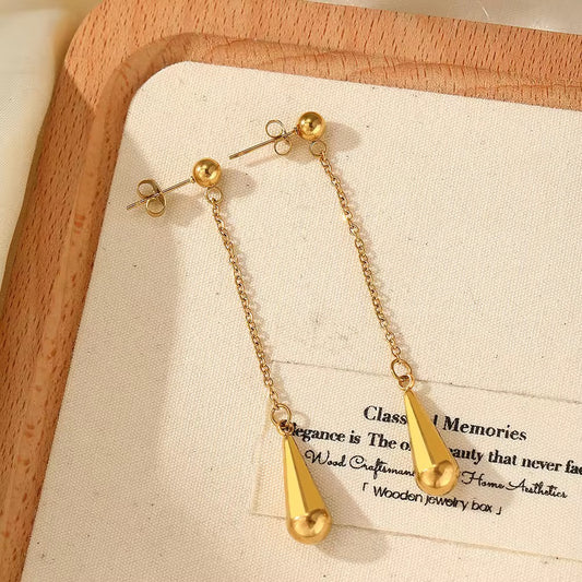 SJ 345 Drop stud Earrings - 18k gold plated stainless steel - Anti tarnish - Wholesale