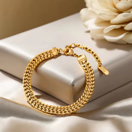 SJ 29 Chunky thick unisex bracelet- 18k gold PVD Plated stainless steel - Anti tarnish - Wholesale