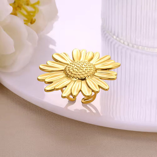 SJ 361 Big Sunflower Rings - 18k gold plated stainless steel - Anti tarnish - Wholesale