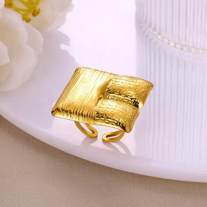 RSJ07A Chunky Square Ring - 18k gold PVD  plated 316 stainless steel - Anti tarnish