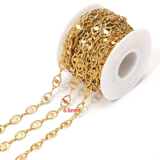 CN 418 Evil Eye Link Chain 18k gold PVD 316 Stainless steel ( 1 feet ) Anti tarnish