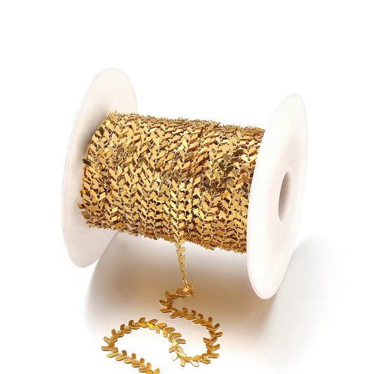 CN 419 Leaf Arrow Link Chain 18k gold PVD 316 Stainless steel ( 1 feet ) Anti tarnish