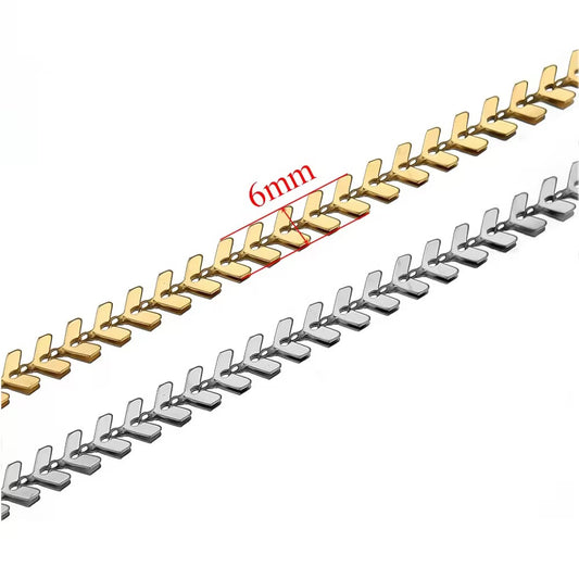 CN 420 Leaf Arrow Link Chain Silver PVD 316 Stainless steel ( 1 feet ) Anti tarnish