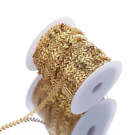 CN 419 Leaf Arrow Link Chain 18k gold PVD 316 Stainless steel ( 1 feet ) Anti tarnish