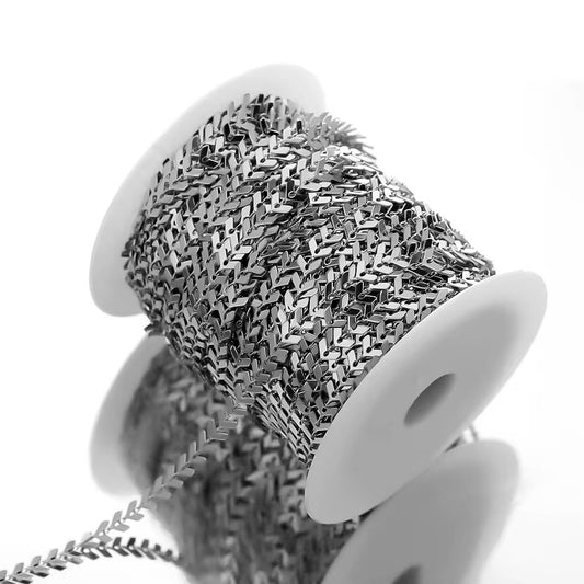 CN 420 Leaf Arrow Link Chain Silver PVD 316 Stainless steel ( 1 feet ) Anti tarnish