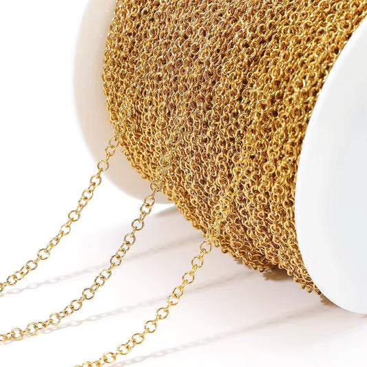 CN 421 Loop Chain 18k gold PVD 316 Stainless steel ( 1 feet ) Anti tarnish ( 0.8*5 mm )