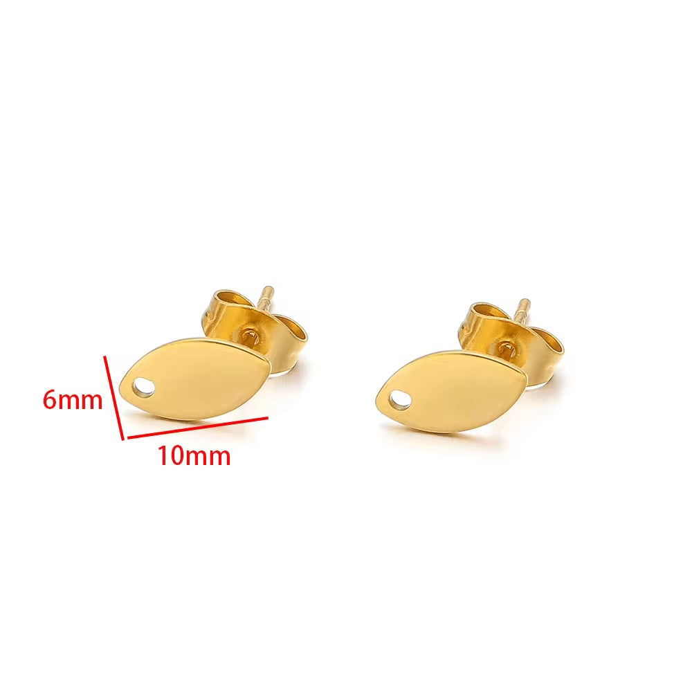 SS 3213 Marquise stud - 18k gold PVD 316 stainless steel ( 2 pc ) Anti tarnish
