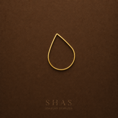 BC02A  Hollow Teardrop charm ( 1 pc ) Raw Brass