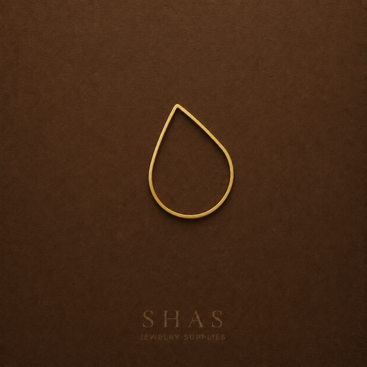 BC02A  Hollow Teardrop charm ( 1 pc ) Raw Brass