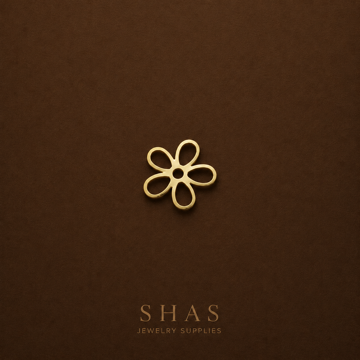 BC02Q Hollow Daisy flower charm ( 1 pc ) raw brass