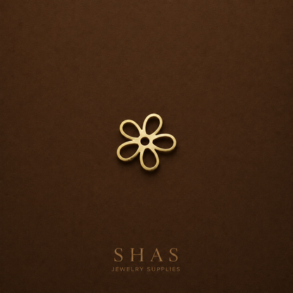 BC02Q Hollow Daisy flower charm ( 1 pc ) raw brass