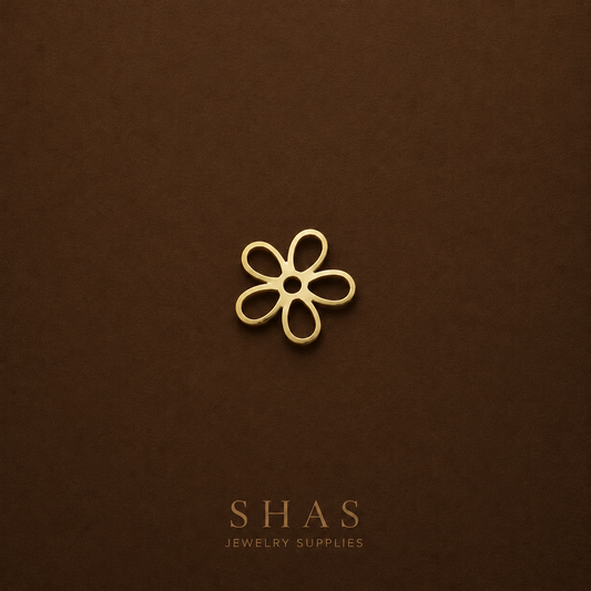 BC02Q Hollow Daisy flower charm ( 1 pc ) raw brass