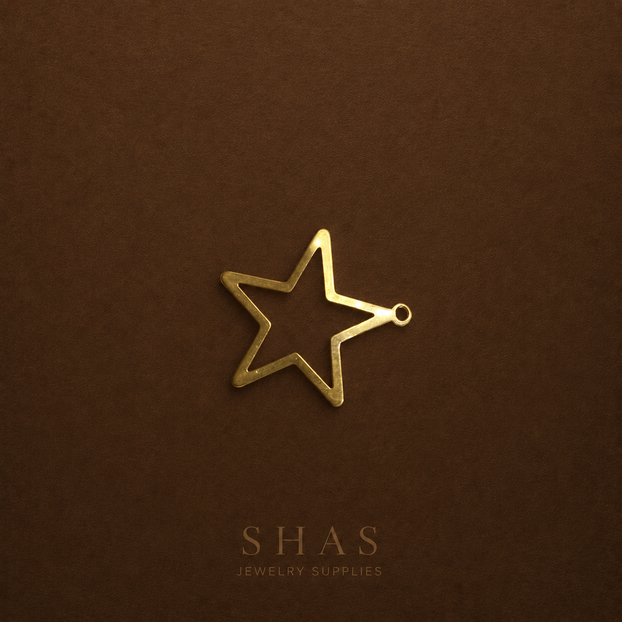 BC02N Hollow star brass charm ( 1 pc ) raw brass