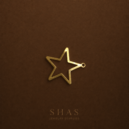 BC02N Hollow star brass charm ( 1 pc ) raw brass