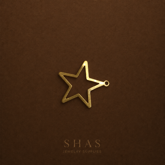 BC02N Hollow star brass charm ( 1 pc ) raw brass