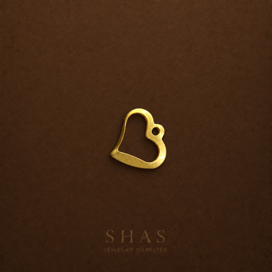 BC02P Mini Heart brass charm ( 1 pc ) raw brass