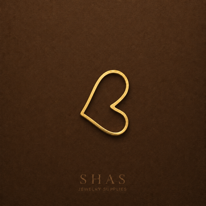 BC02O Heart Hollow brass charm ( 1 pc ) raw brass
