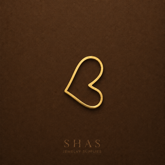 BC02O Heart Hollow brass charm ( 1 pc ) raw brass