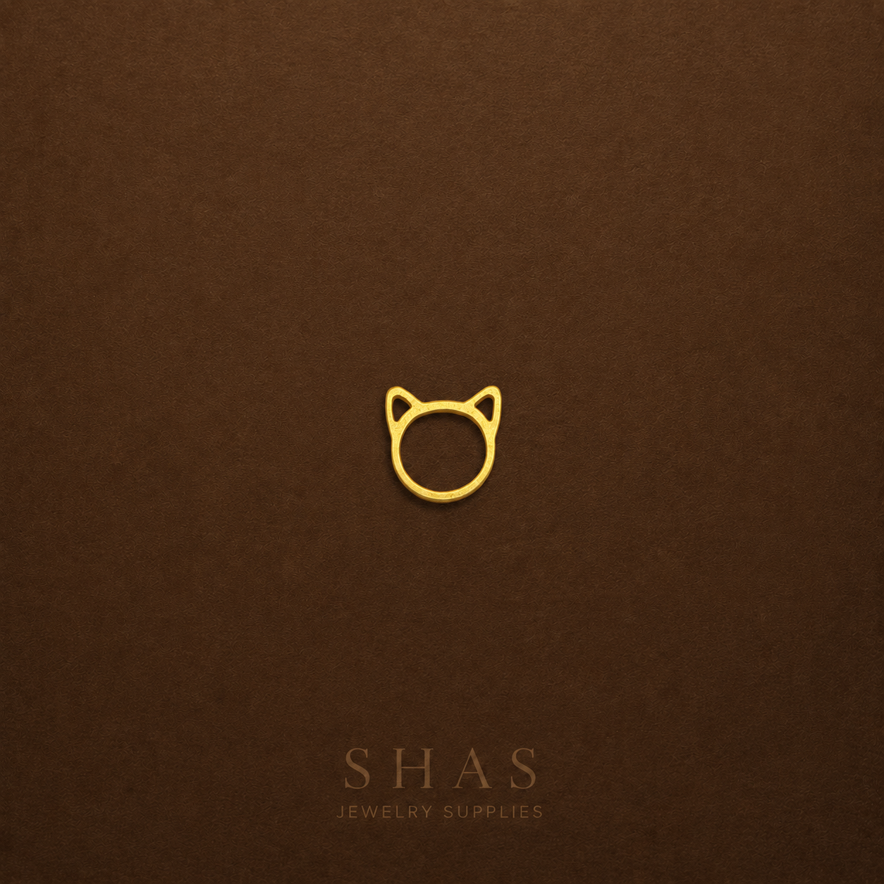BC02K Cat brass charm ( 1 pc ) Raw brass