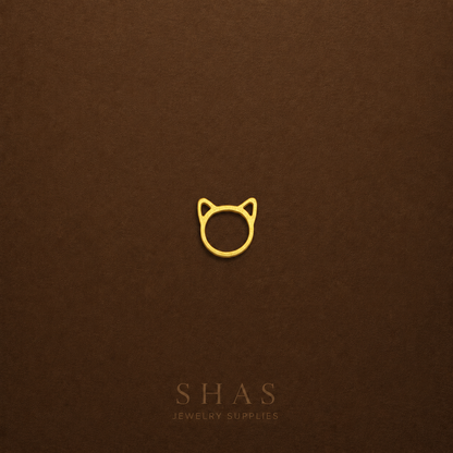 BC02K Cat brass charm ( 1 pc ) Raw brass