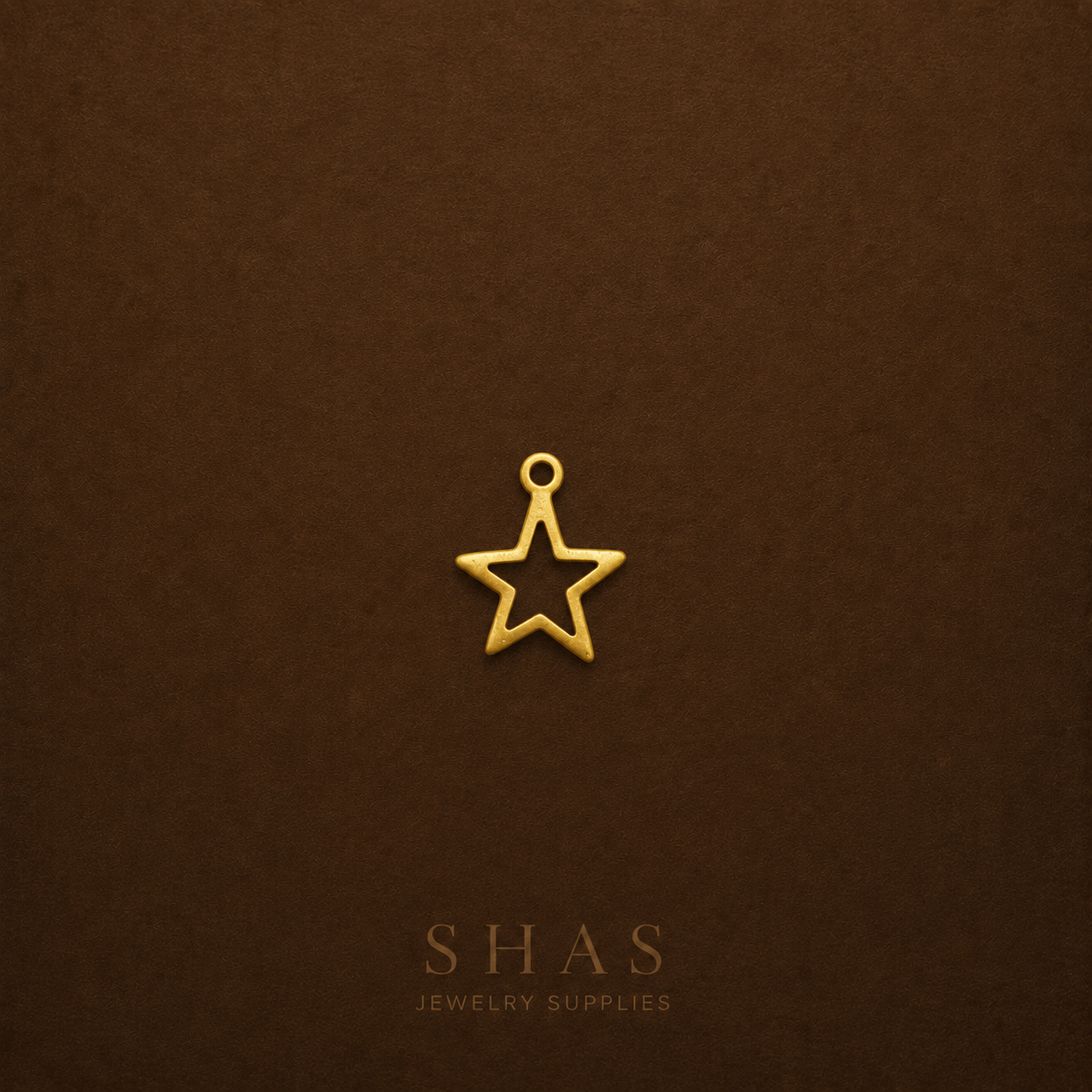 BC02H Hollow star Brass Charm ( 1 pc ) Raw brass