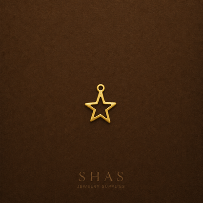 BC02H Hollow star Brass Charm ( 1 pc ) Raw brass