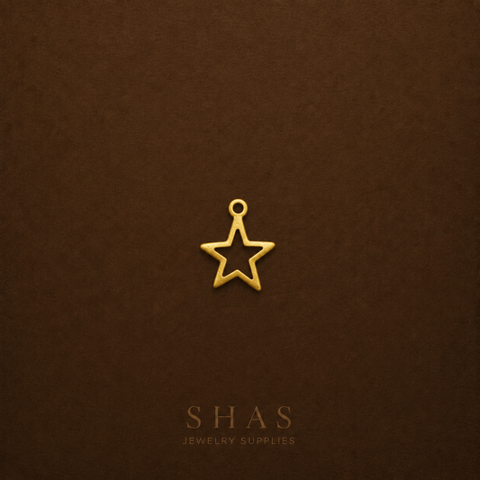 BC02H Hollow star Brass Charm ( 1 pc ) Raw brass
