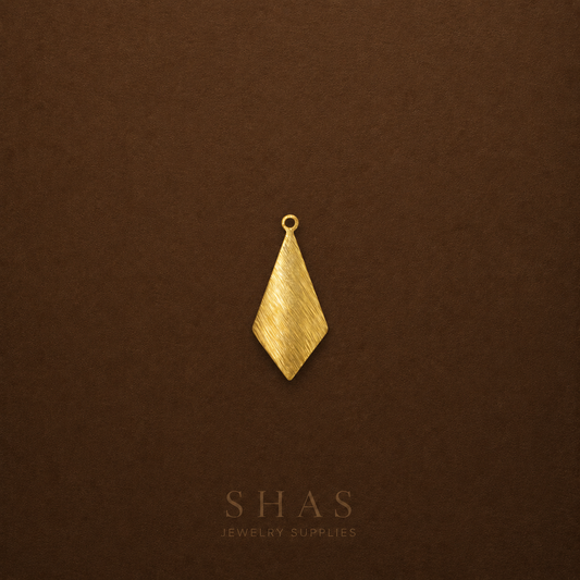 BC02C Rhombus drop charm  (1pc) raw brass