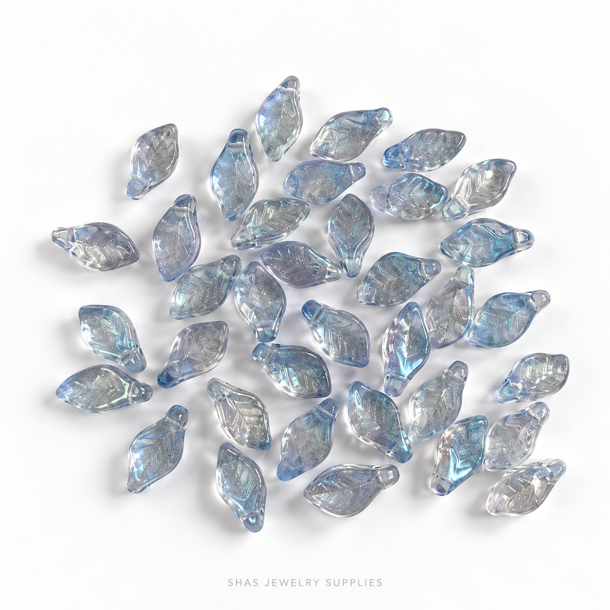 GB73 Tiny Leaf Glass Beads ( 1 pc ) Czech Bead