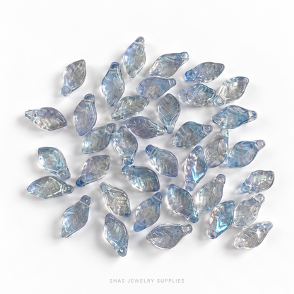 GB73 Tiny Leaf Glass Beads ( 1 pc ) Czech Bead