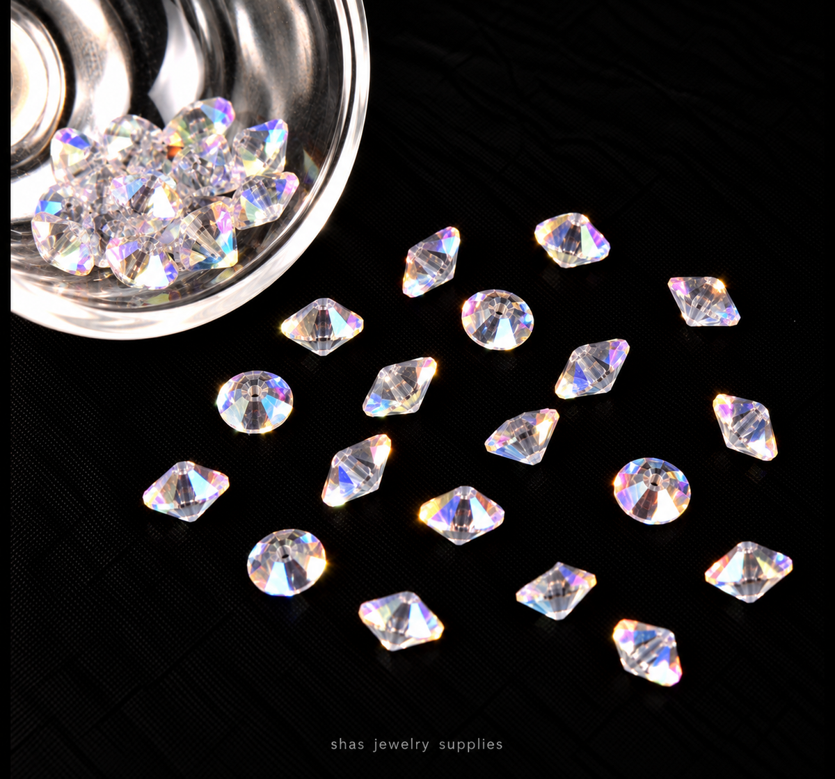 GB81 Saucer Satellite Crystal Beads Holographic Edge ( 1 pc ) 5A Quality