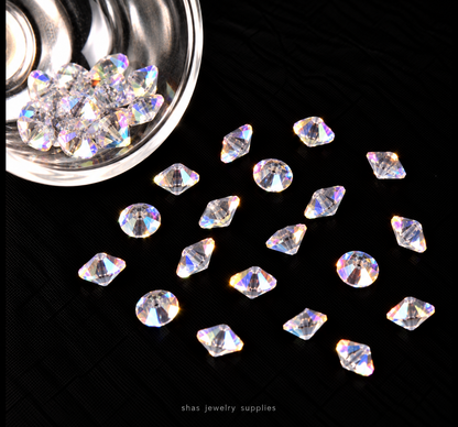 GB81 Saucer Satellite Crystal Beads Holographic Edge ( 1 pc ) 5A Quality