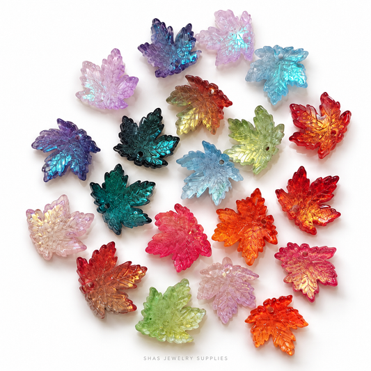 GB70 Maple Leaf Glass Beads ( 1 pc )  Lampwork Bead