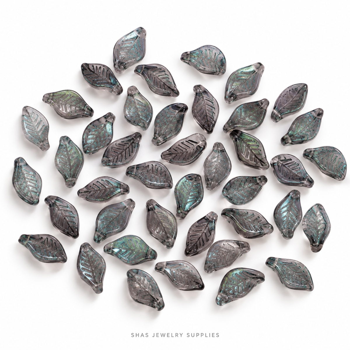 GB73 Tiny Leaf Glass Beads ( 1 pc ) Czech Bead