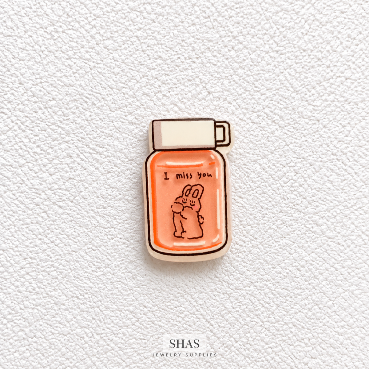 AB117F Miss You Acrylic Cabochon ( 1 pc )