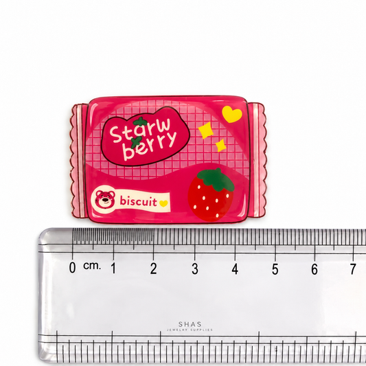 AB117K Strawberry Biscuit Acrylic Cabochon ( 1 pc )
