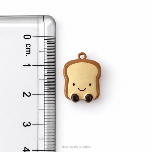 APC04P Kawaii Toast 3D Charm ( 1 PC ) Premium Alloy Printed