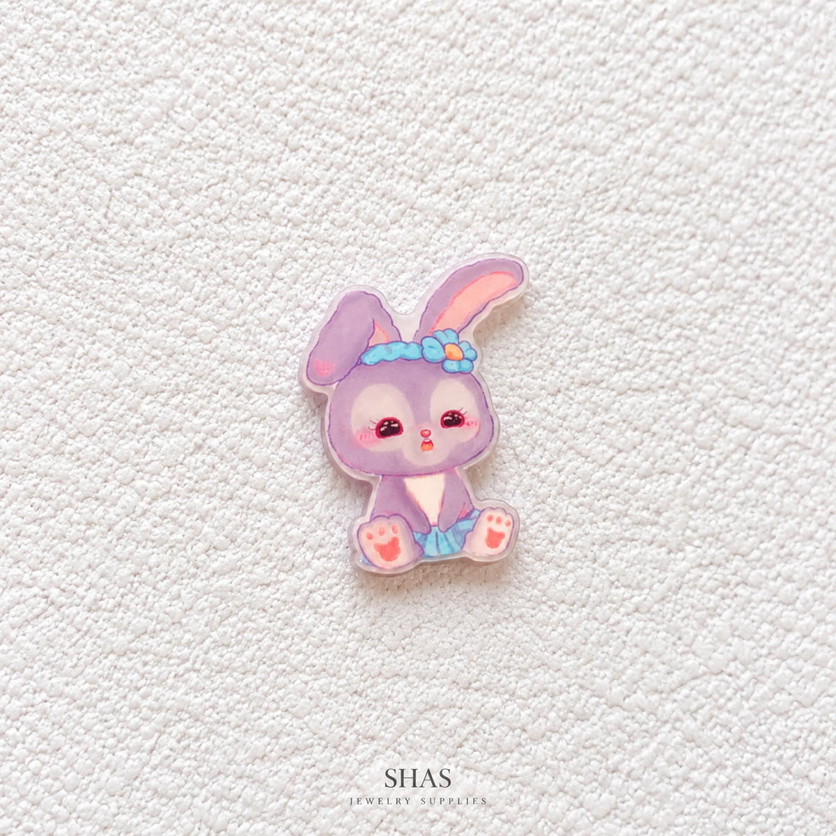 AB117L Kawaii Bunny Acrylic Cabochon ( 1 pc )