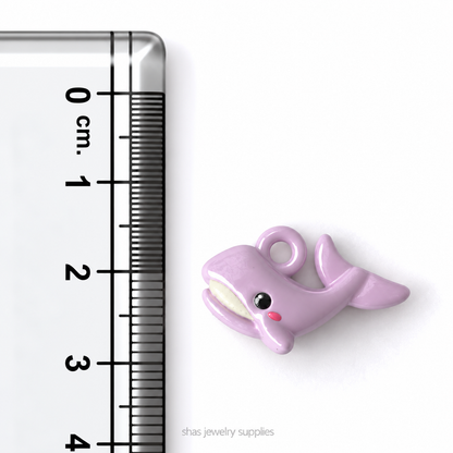 APC05M Lavender Whale 3D Charm ( 1 PC ) Premium Alloy Printed