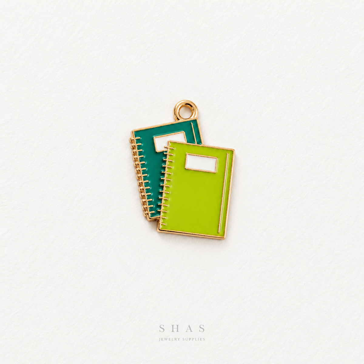 EC09G Green Notebooks Enamel Charm ( 1 pc ) High Quality Shine