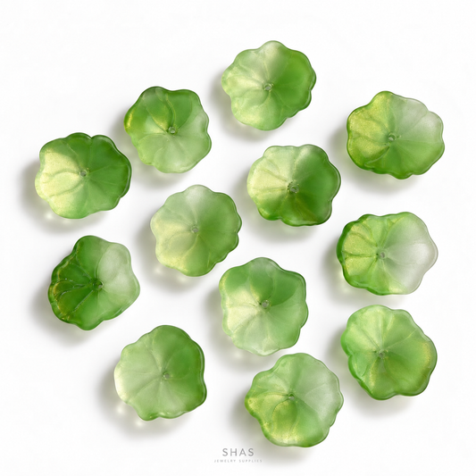 GB77 Lotus Leaf Glass Beads ( 1 pc ) Czech Bead