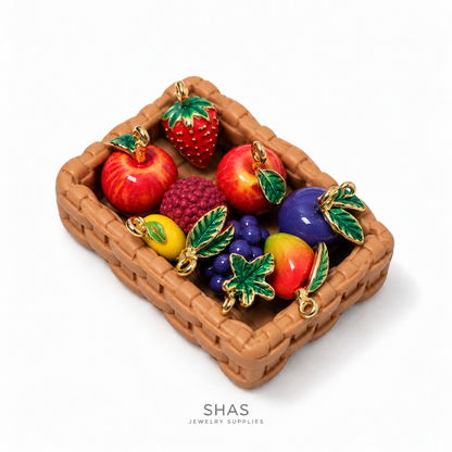 Assorted Fruit Basket with Premium 3D Fruit Charms ( 1 set )
